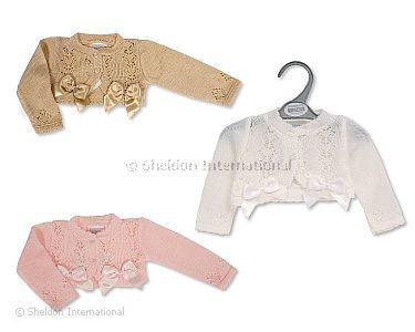 Baby Girls Knitted Bolero with Bows - Size 9-24 Months - Wholesale
