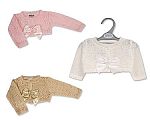 Wholesale Girls Knitted Bolero with Bow - Size 9-24 Months