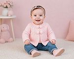 Wholesale Knitted Girls Pram Coat with Pompoms