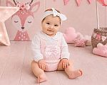 Wholesale Knitted Girls 2 pcs Short Dungaree Set with Bow