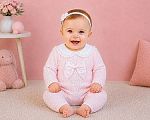 Wholesale Knitted Girls All-In-One with Lace Collar and Bow