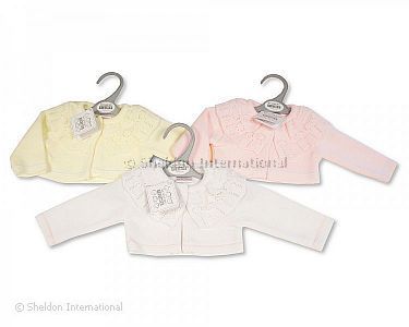 Knitted Baby Girls Bolero Cardigan - NB-9 Months - Wholesale