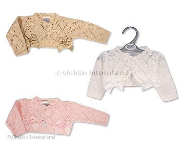 Baby Girls Knitted Bolero with Bows - Size 0-9 Months - Wholesale