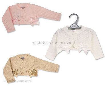 Baby Girls Knitted Bolero with Bows - Size 0-9 Months - Wholesale