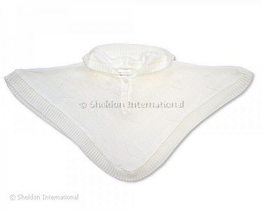 Baby Knitted Poncho - White - 468w - Wholesale