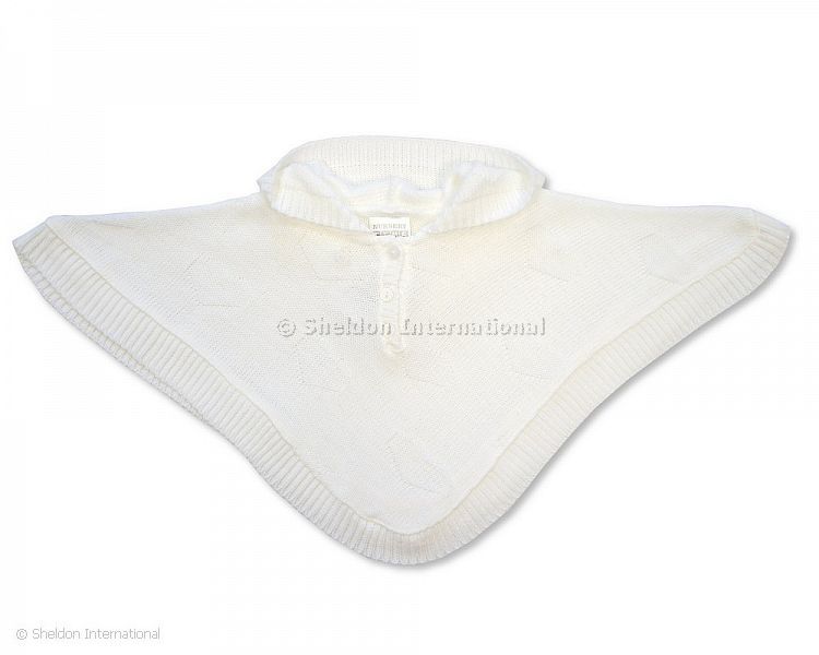 Baby Knitted Poncho - White - 468w - Wholesale