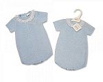 Knitted Baby Boys Romper with Lace Collar