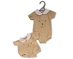 Wholesale Knitted Short Romper - Bear Face