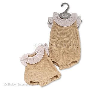 Knitted Baby Romper with Collar - Wholesale