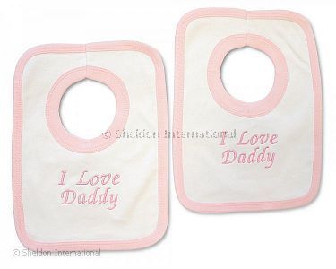 Baby Girls Cotton Pop-Over Bib - I Love Daddy - Wholesale