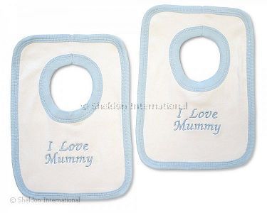 Baby Boys Cotton Pop-Over Bib - I Love Mummy - Wholesale