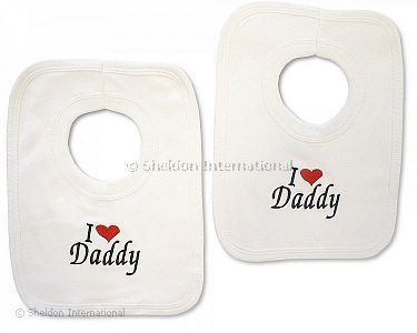 Baby Cotton Pop-Over Bib - I Love Daddy - Wholesale