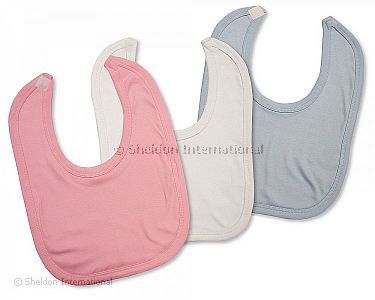 Baby Plain Cotton Bibs - Pink, Blue, White - Wholesale