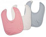 Wholesale Plain Cotton Bibs - Pink, Blue, White