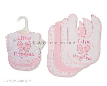 Baby Bibs 4 Pack - Teddy - Girls - Wholesale