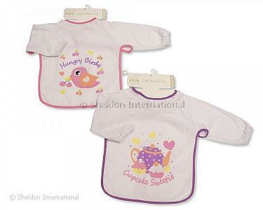 Baby Terry Bibs with Sleeves - Cupcake/ Bird - Wholesale