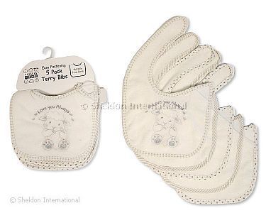 Baby Terry Bibs 5 Pack -  Love You Always - Wholesale