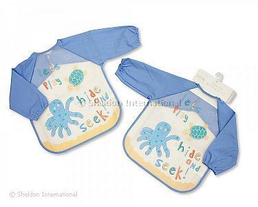 Baby Boys PEVA Bibs with Sleeves - Hide and Seek - Wholesale