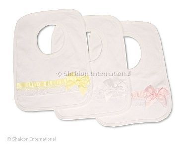Baby Pop-Over Bib with Lace and Bow - Wholesale