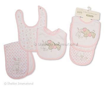 Baby Girls 2 Bib and Burb Cloth Set - Wholesale