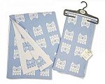 Wholesale Cotton Shawl - Owl - Blue