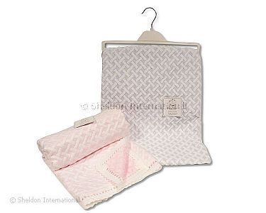 Baby Shawl with Braided Pattern and Lace Border - Wholesale