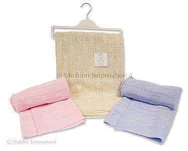 Baby Shawl with Cable Knit - Wholesale