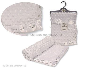 Baby Velour Bubble Wrap with Satin Trim - Welcome to the World - Wholesale