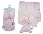 Baby Fleece Blanket and Bunny Comforter Set - Pink