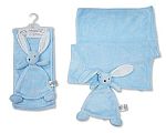 Baby Fleece Blanket and Bunny Comforter Set - Sky