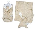Baby Fleece Blanket and Bunny Comforter Set - Taupe