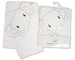 Baby Hooded Towel - Elephant - White