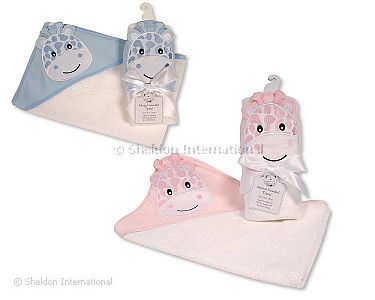 Baby 3d-Terry Hooded Towel - Giraffe - Wholesale