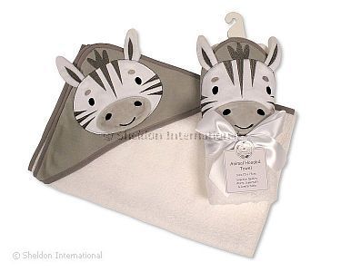 Baby 3d-Terry Hooded Towel - Zebra - Wholesale