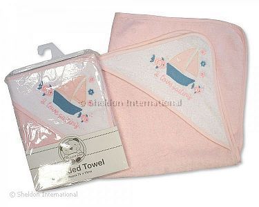 Baby Girls Hooded Towel - I Love Sailing - Wholesale