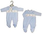 Baby Boys Velour All in One with Smocking - Bunny