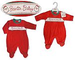 Wholesale Christmas Velour All in One with Smocking - Santa Baby