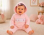 Baby Girls Velour 3 pcs Set with Smocking - Princess