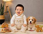 Baby Velour 2 pcs Dungaree Set - Dog