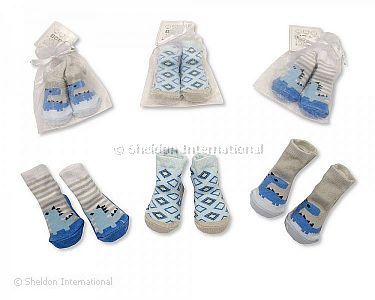 Baby Boys Socks in Mesh Bag - 2155 - Wholesale