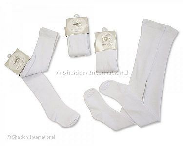 Baby Cotton Tights - White - Wholesale