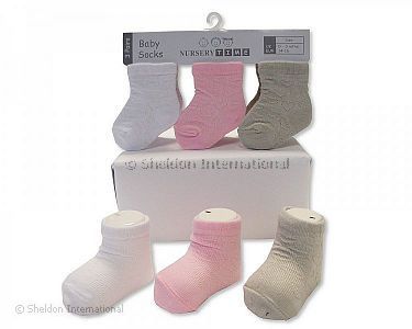 Baby Girls Socks - Heart - Pink, White, Grey - Wholesale