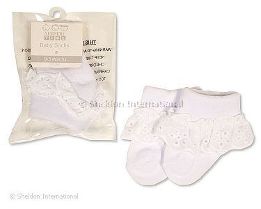 Baby Lace Socks - White - Small Sizes - Wholesale