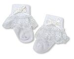 Baby Girls Socks with Lace and Rosebud Bow