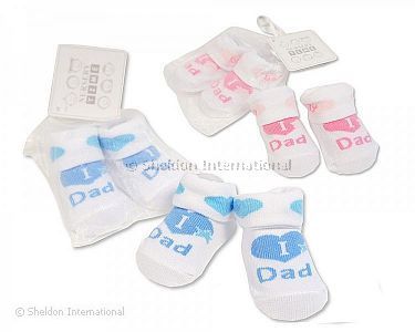 Baby Socks in Mesh Bag - I Love Dad - Wholesale