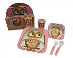 Baby 5 pcs Bamboo Fibre Meal Set - Owl
