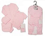 Baby 5 pcs Gift Set in Mesh Bag - Plain Pink