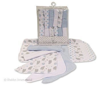 Baby 12 Pieces Wash Cloth Pack - Sky - Wholesale