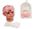 Baby Girls 2 Headbands with Bow Set - Pink