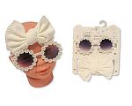 Baby Girls Headband with Bow and Sunglasses Set - Beige
